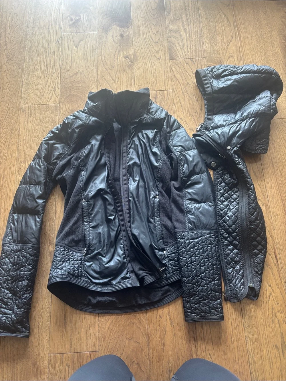 lululemon athletica Black Quilted Hooded light Puffer Jacket with removable hood